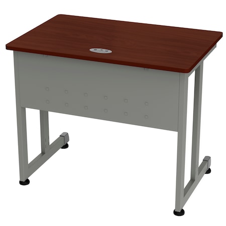Linea Italia Computer Desk for Small Spaces, 36 inW x 24 inD x 30 inH, Gray/Cherry ZUC139